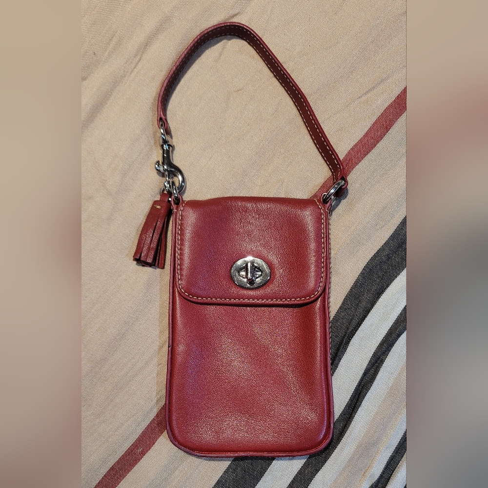Vintage COACH Turnlock Wristlet Accessory And Phone Case, Red